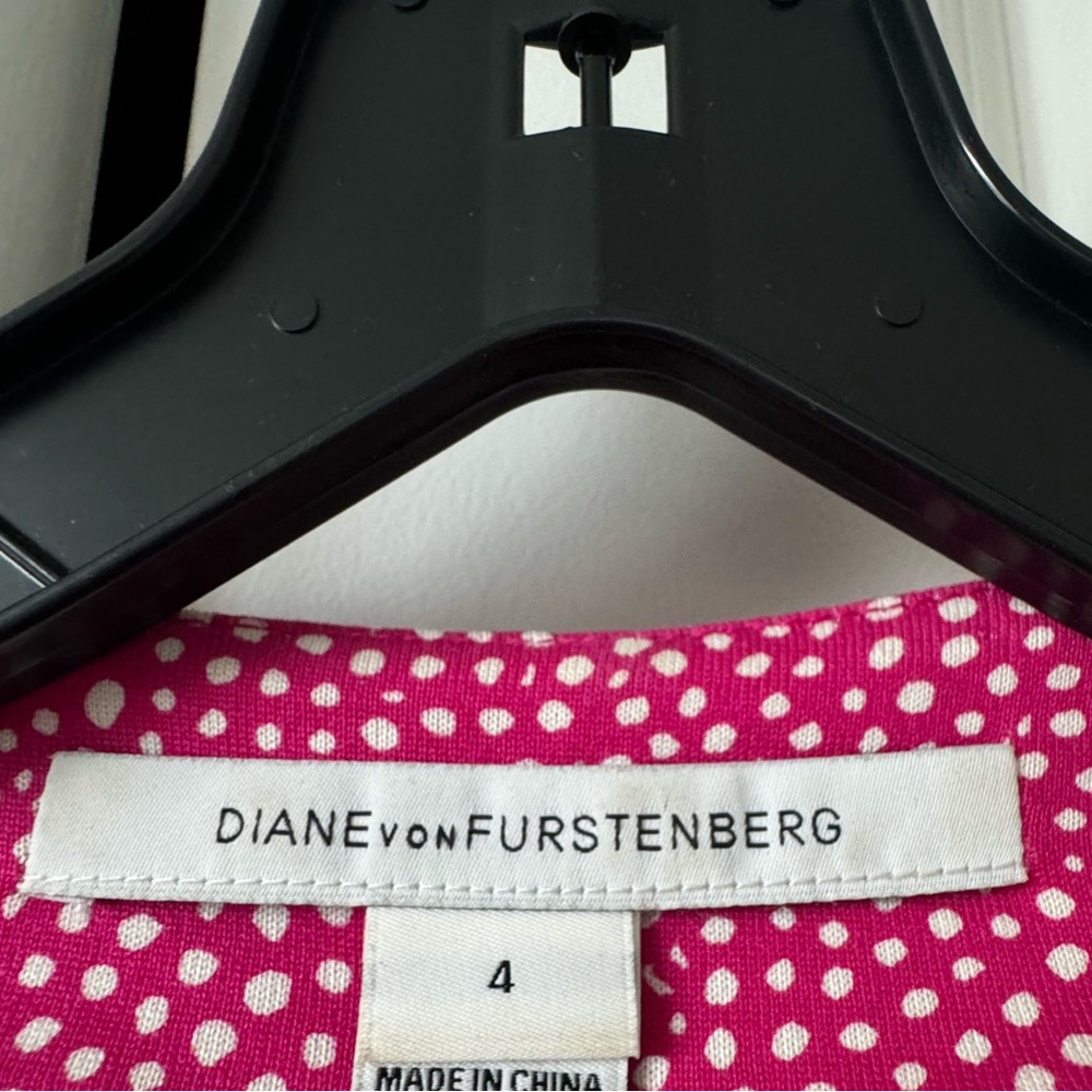 Diane Von Furstenberg Fuchsia and White Polka Dot Dress